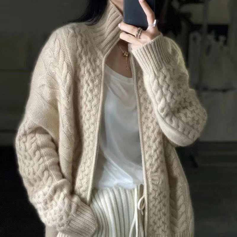 Women's cashmere cardigan with zip front