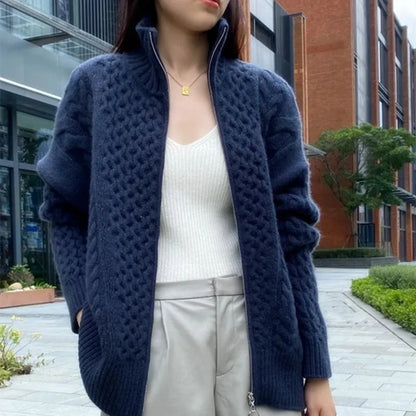 Women's cashmere cardigan with zip front