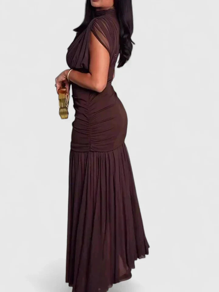 High-Neck Draped Maxi Dress with Adjustable Straps – view 2