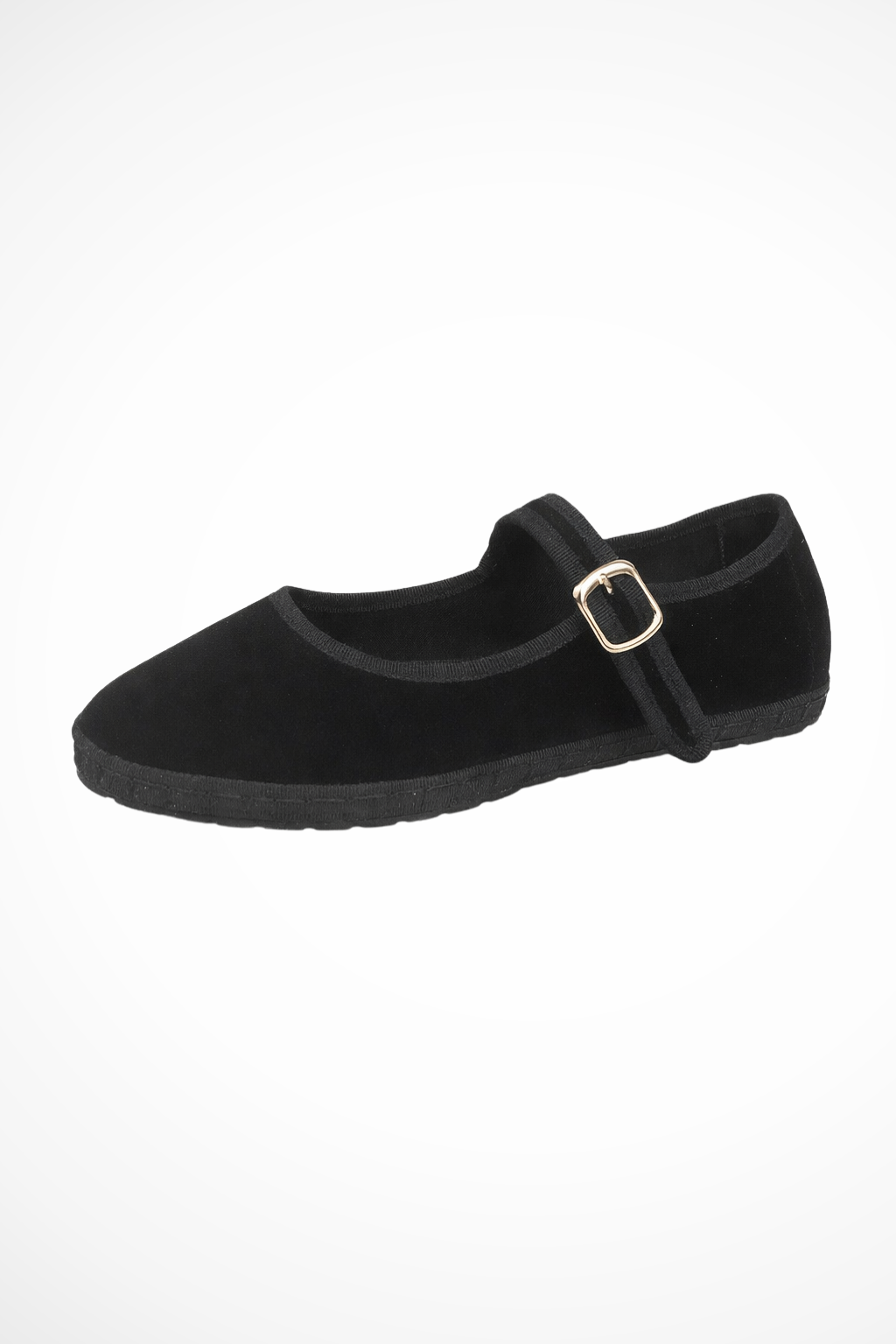 Women's black mary jane ballet flats round toe buckle strap