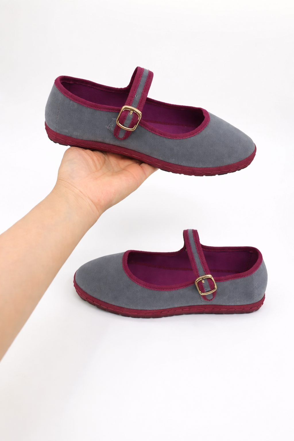 Women's black mary jane ballet flats round toe buckle strap