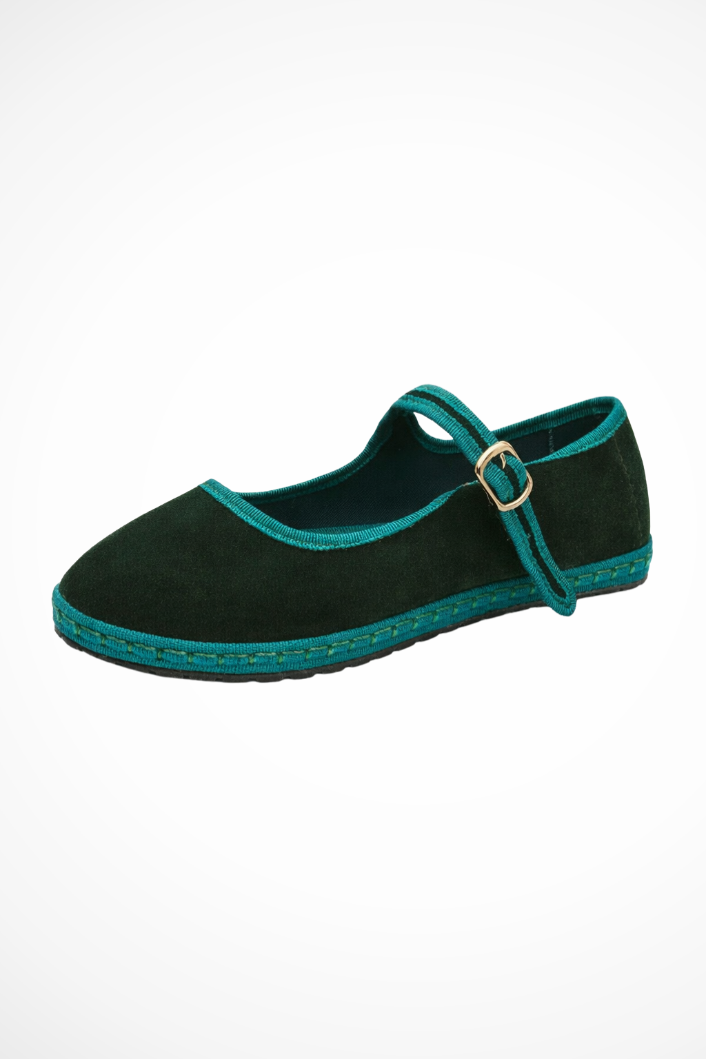 Women's blue mary jane ballet flats round toe buckle strap