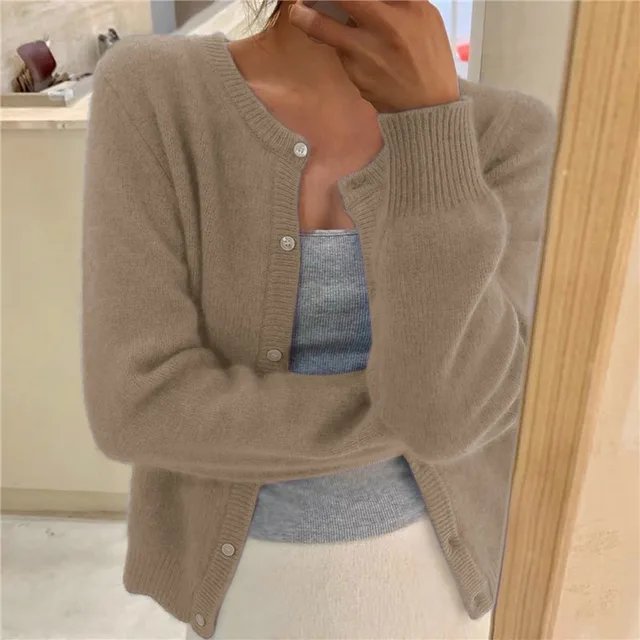 Women's black cropped button front knit cardigan