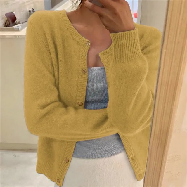 Women's black cropped button front knit cardigan