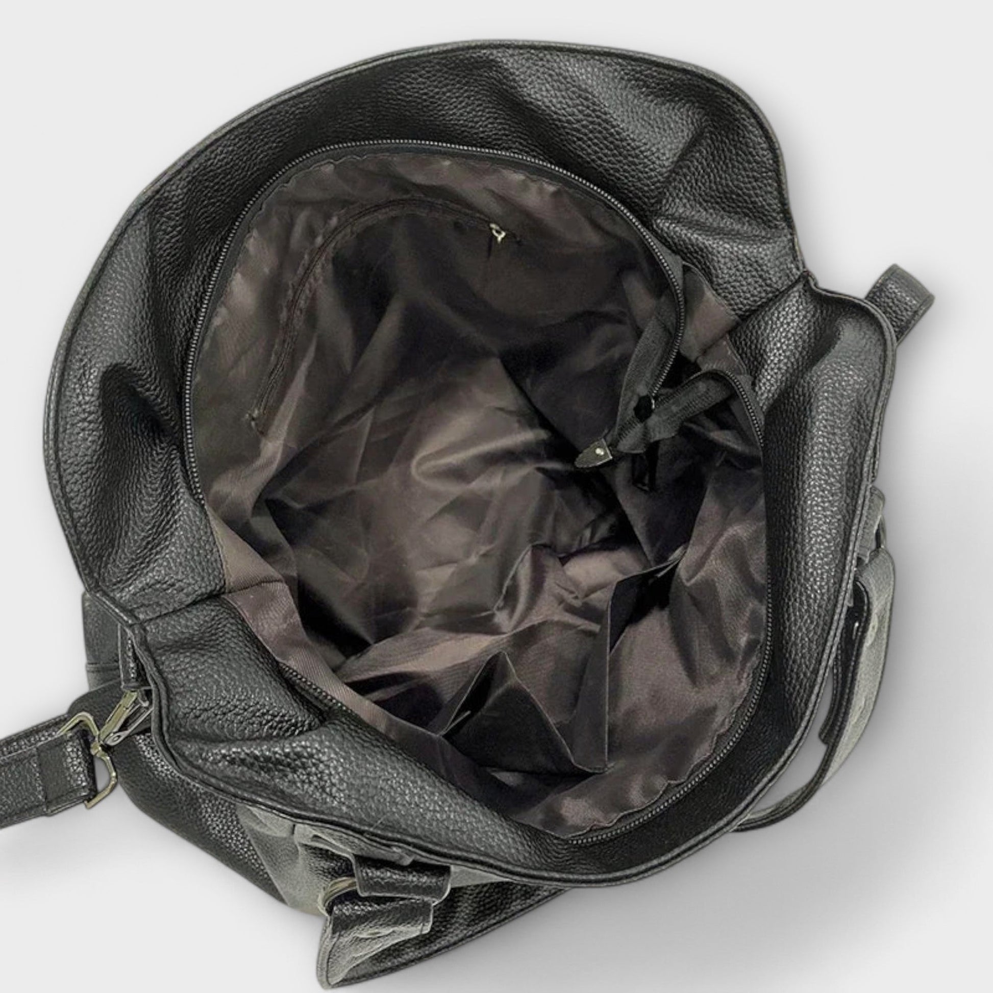 Women's vegan leather shoulder bag with convertible crossbody strap