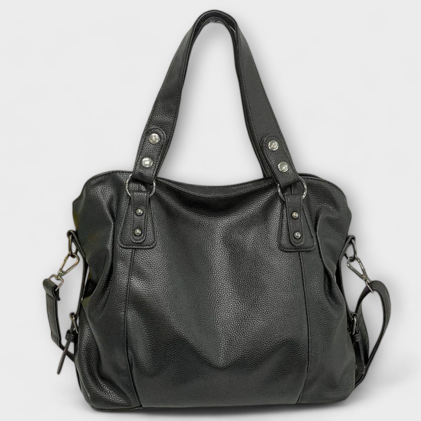 Women's vegan leather shoulder bag with convertible crossbody strap