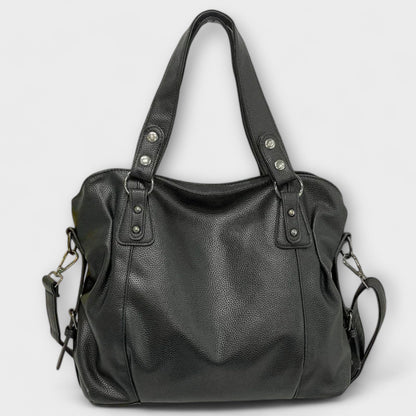 Women's vegan leather shoulder bag with convertible crossbody strap