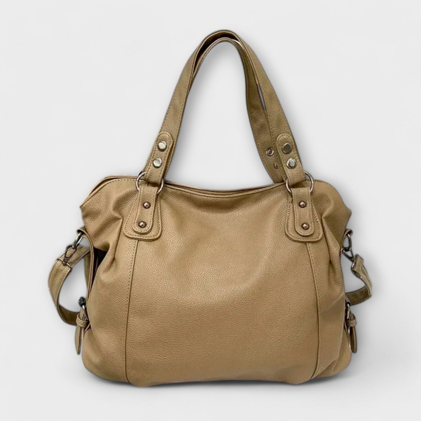 Women's vegan leather shoulder bag with convertible crossbody strap