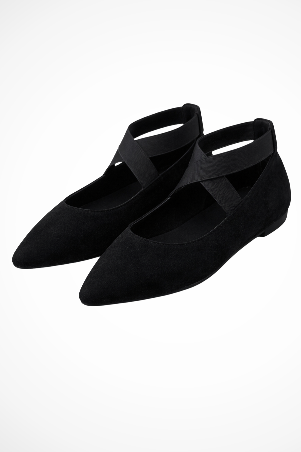 Women's beige pointed toe ballet flats ankle strap