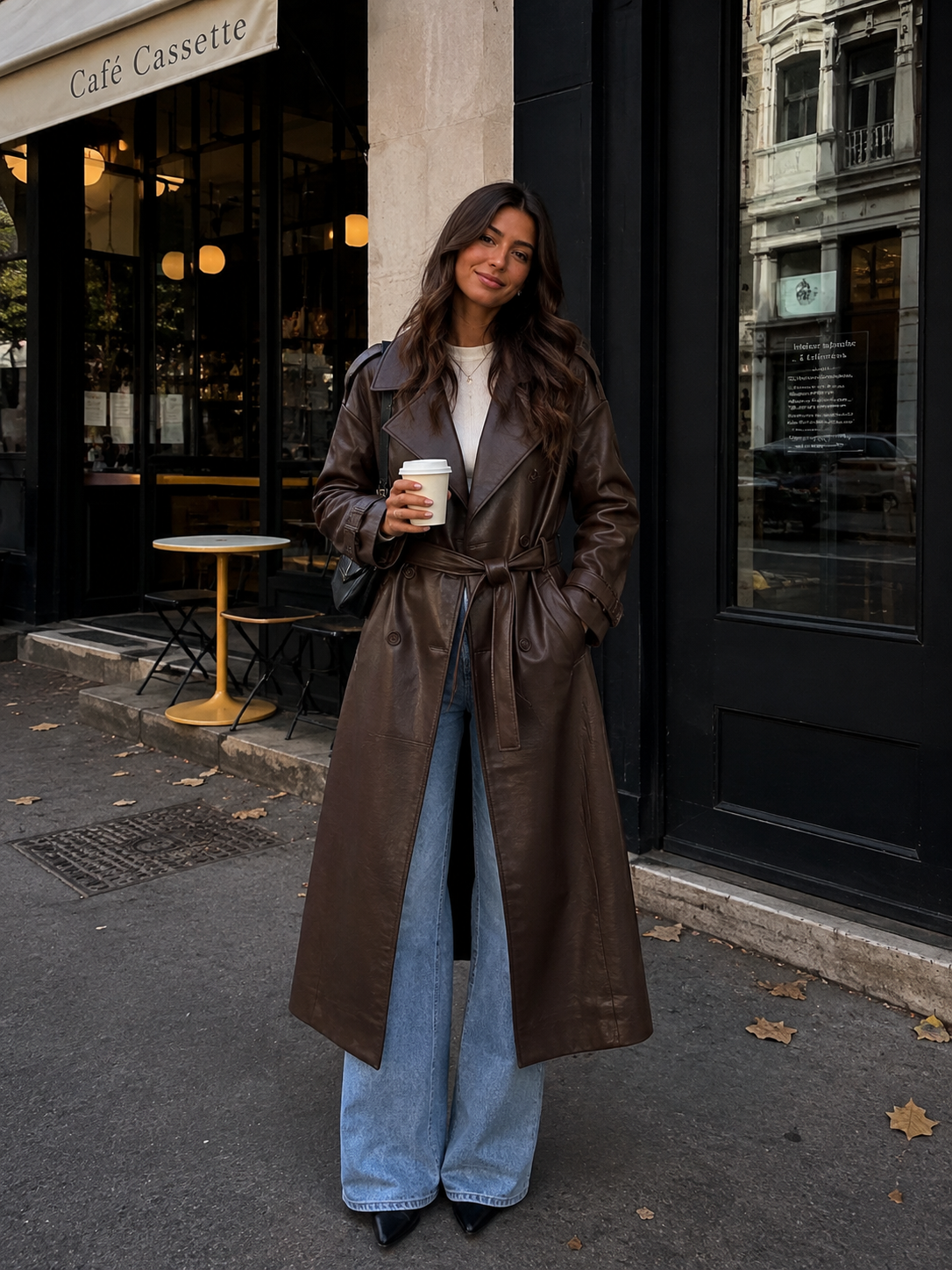 Dark Brown Double-Breasted Trench Coat with Epaulettes – view 2