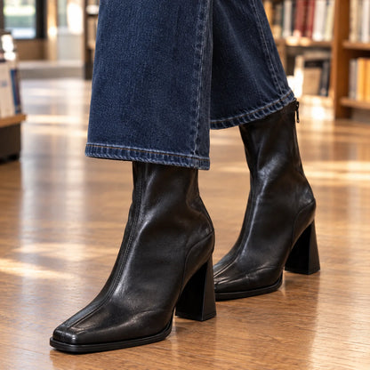 Women's Square Toe Ankle Boots with High Flared Block Heel, photo 2