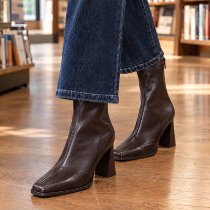 Women's Square Toe Ankle Boots with High Flared Block Heel, photo 5