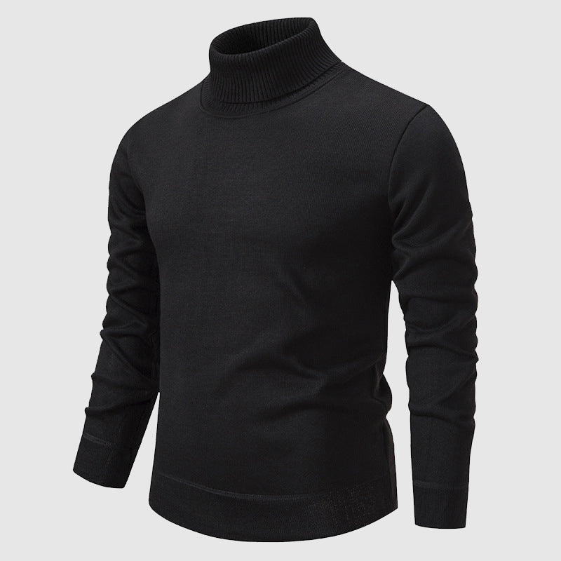 Men's brown turtleneck sweater in soft knit texture
