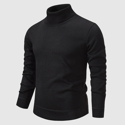 Men's brown turtleneck sweater in soft knit texture