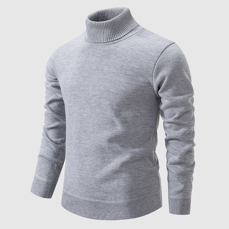 Men's brown turtleneck sweater in soft knit texture