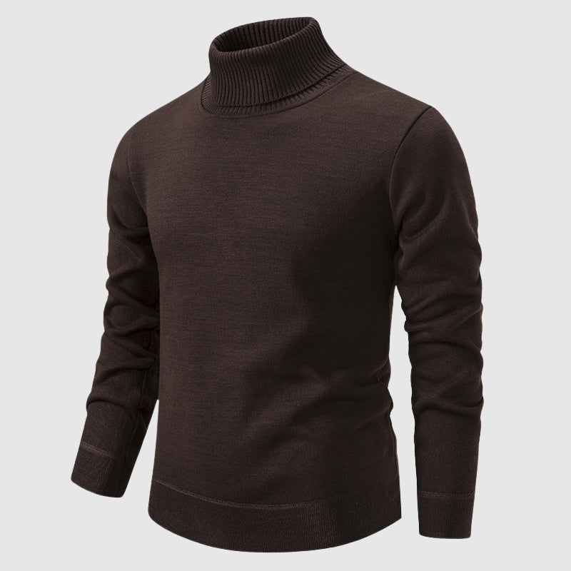 Men's black turtleneck sweater in soft knit texture