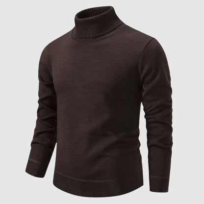 Men's black turtleneck sweater in soft knit texture