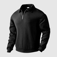 Owen | Men's Long Sleeve Polo Sweater with Zip Collar in Loose Fit Knit