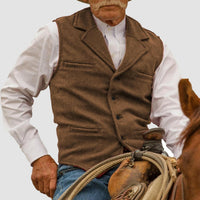 Waylon | Men's Cotton Blend Western Vest with Lapel Collar and Button Front