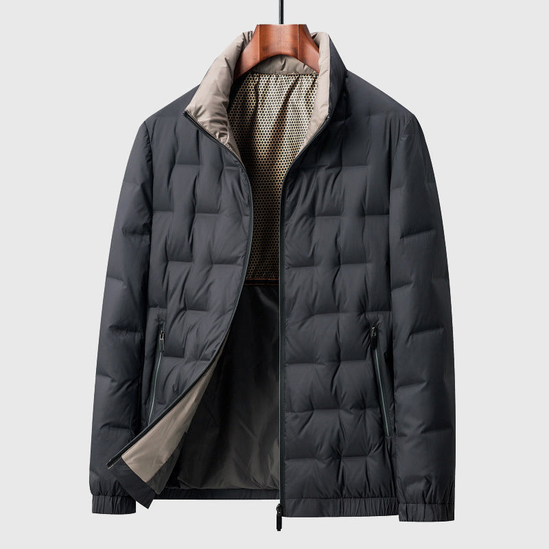 Men's black windproof waterproof duck down jacket with insulated shell