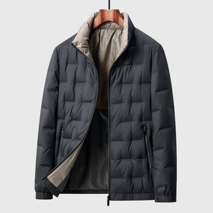 Men's black windproof waterproof duck down jacket with insulated shell
