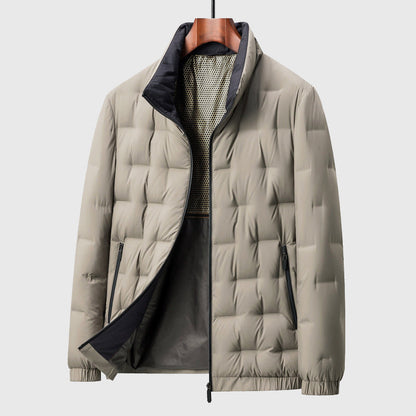 Men's black windproof waterproof duck down jacket with insulated shell