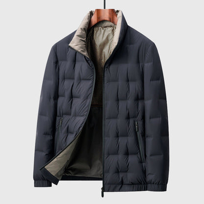 Men's black windproof waterproof duck down jacket with insulated shell