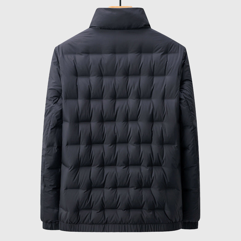 Men's black windproof waterproof duck down jacket with insulated shell
