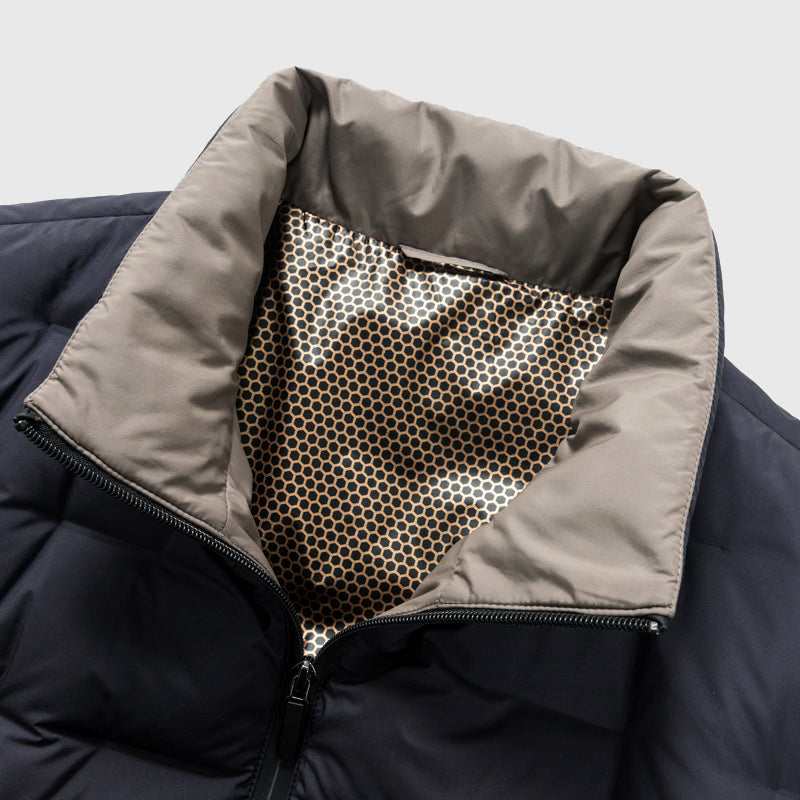Men's black windproof waterproof duck down jacket with insulated shell