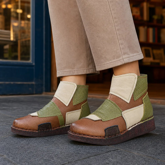 Ivy colorblock ankle boots, front view