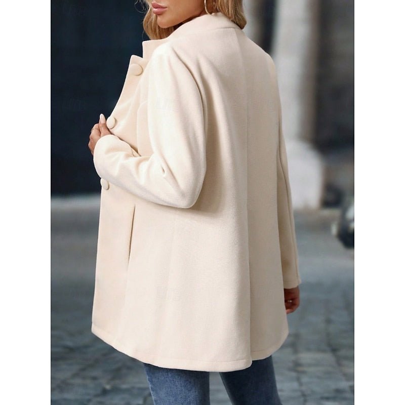 Single-Breasted Stand-Collar Winter Coat with Front Pockets – view 3