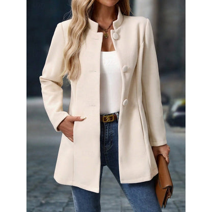 Single-Breasted Stand-Collar Winter Coat with Front Pockets – view 4