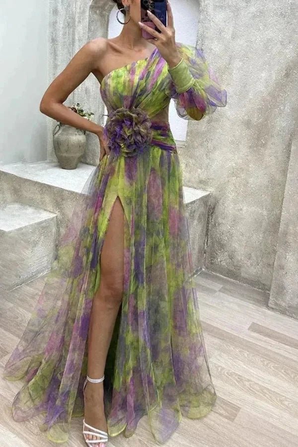 Fiona | One Shoulder Dress Floral Print Formal 3