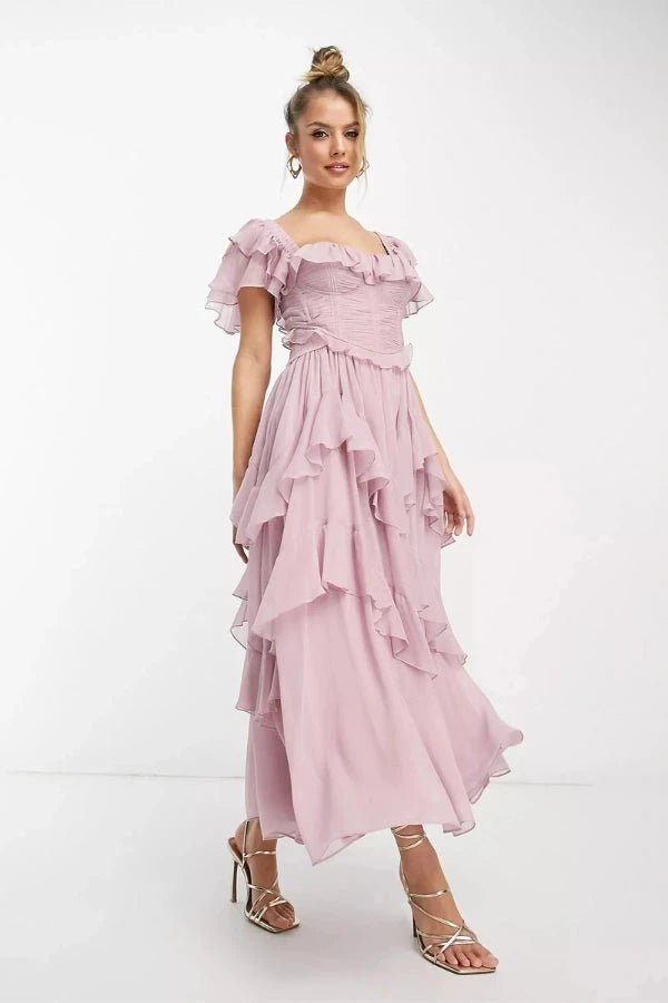 Fiona | Tiered Dress Off Shoulder Ruffle Midi 1