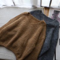 Violet | Women's Deep V Neck Knit Pullover Sweater with Soft Drape for Fall