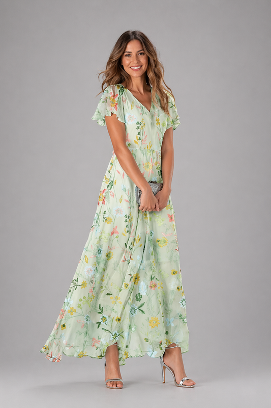 Floral Maxi Dress With Ruffle Details 0