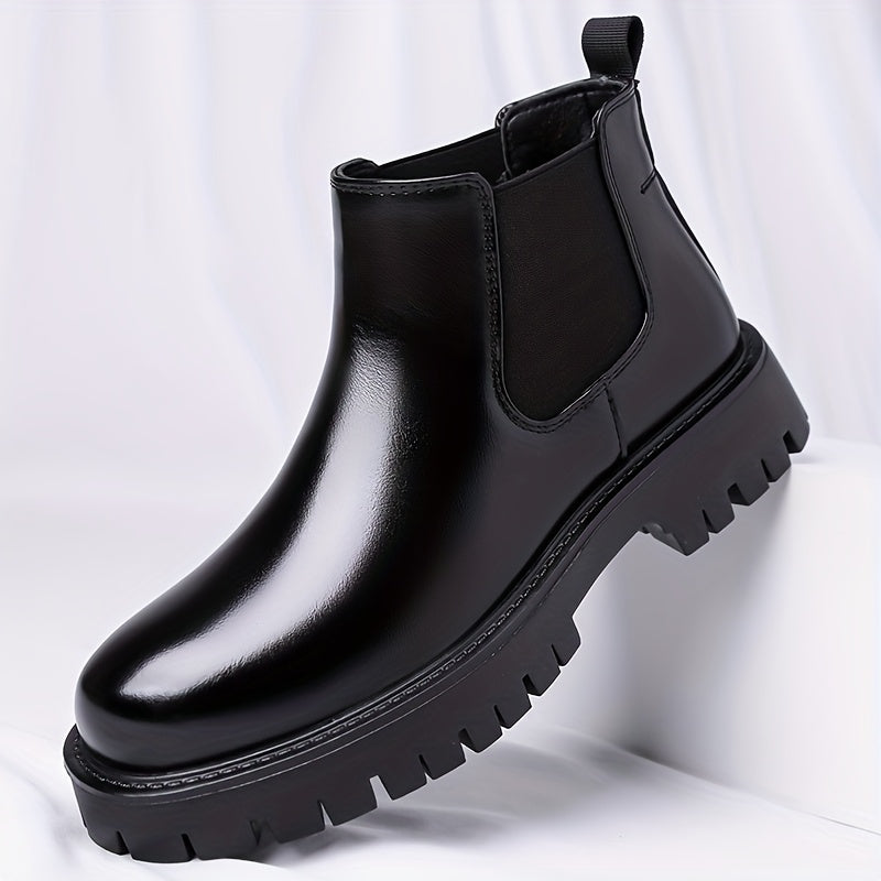 Black Men's Rugged-Sole Chelsea Boots