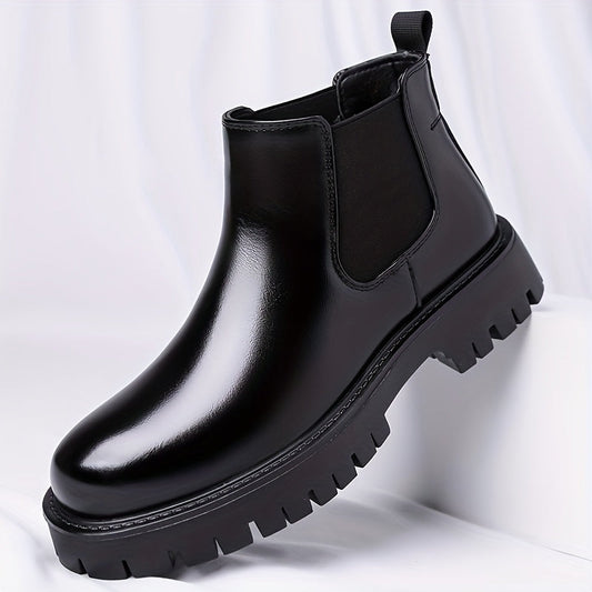Black Men's Rugged-Sole Chelsea Boots