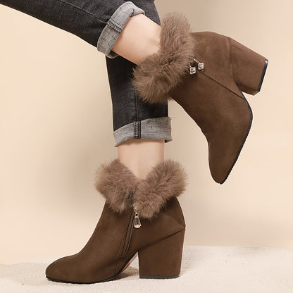 Block-Heel Ankle Boots with Pointed Toe