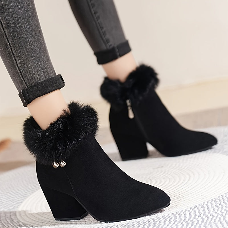 Block-Heel Ankle Boots with Pointed Toe – view 2