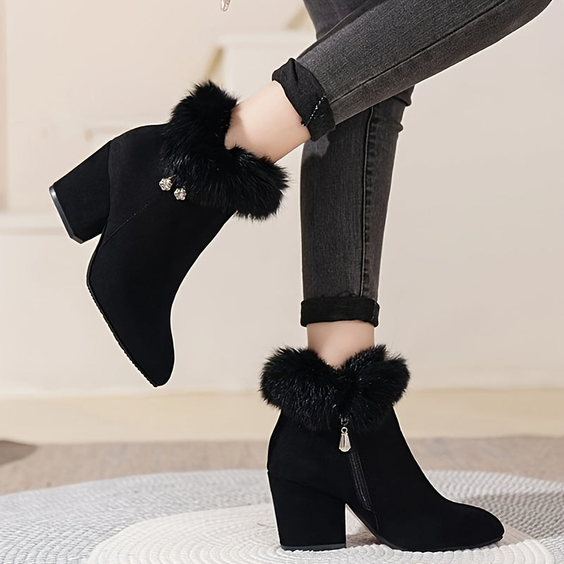 Block-Heel Ankle Boots with Pointed Toe – view 3