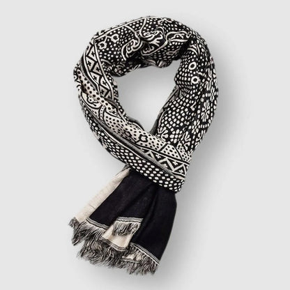 Men's brown cotton blend scarf with patterned weave