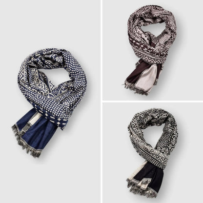Men's cotton blend scarf with patterned weave