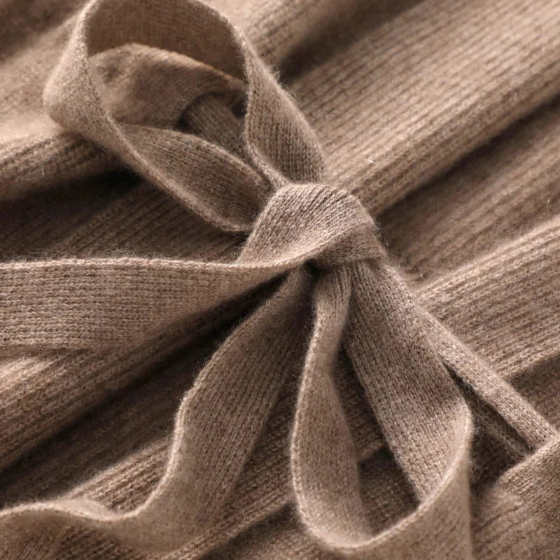 Women's cashmere blend knit vest with waist tie