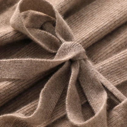 Women's cashmere blend knit vest with waist tie