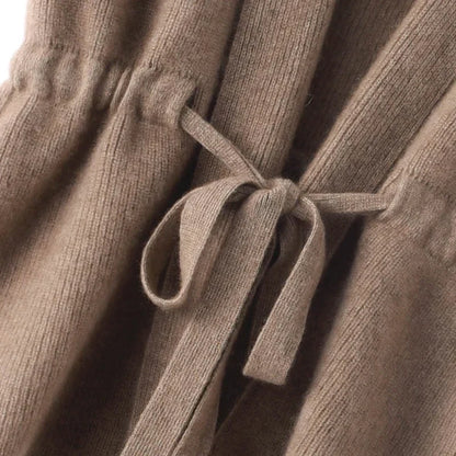 Women's cashmere blend knit vest with waist tie