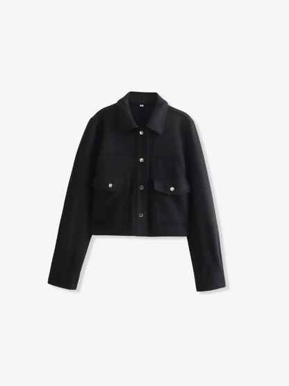 Black Sculpted Longline Winter Coat with Button-Through Front