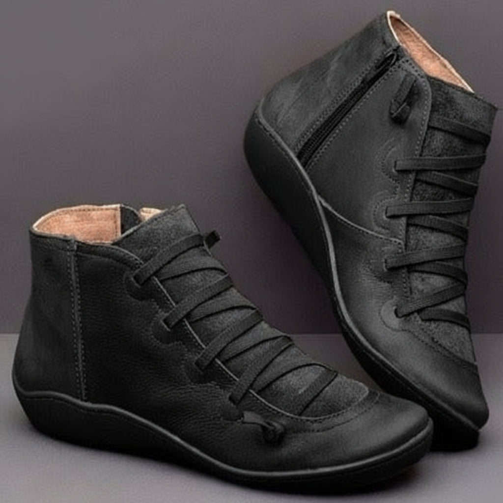 Modern Zip-Up Ankle Boots with Lace Detail – view 2
