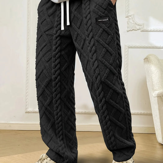 Men's Cable-Knit Fleece Joggers, Textured Sweatpants