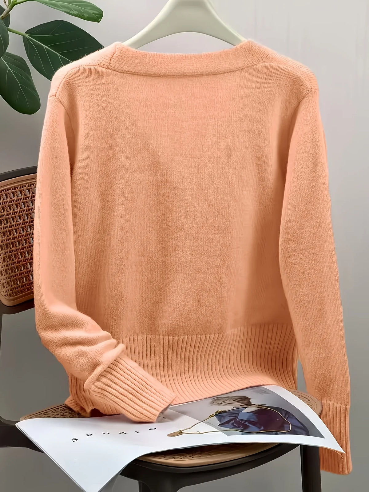 Women's Heart-Button Cardigan, V-Neck Knit Layer